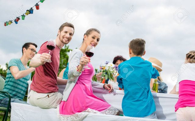 Couple  at family party