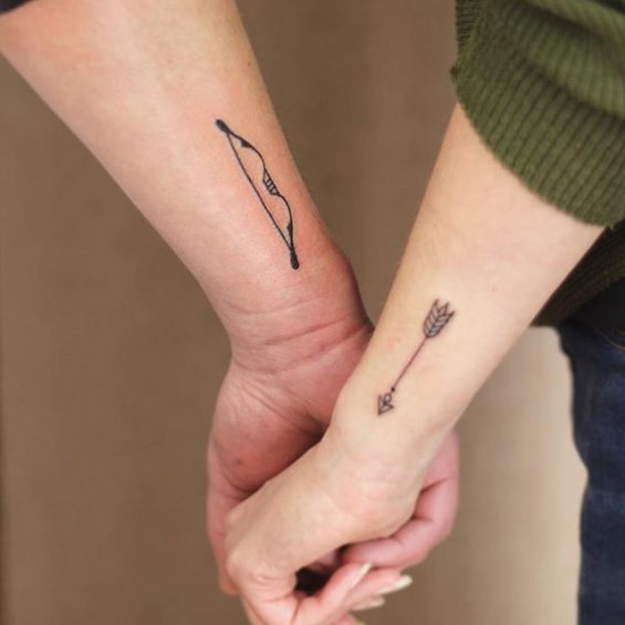 Bow and arrow tattoo designs for couple