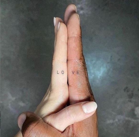 Split tatto0s for couples with love words