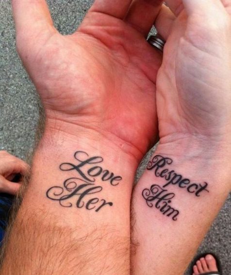 Word couple tattoo ideas for Love couples