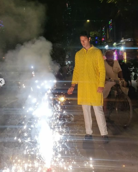 shivam dube at diwali celebration at home in mumbai