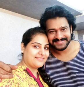 Charu Khurana with South film industry actor Prabhas during Bahubali Production