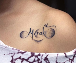 A woman with Meraki Tattoo design