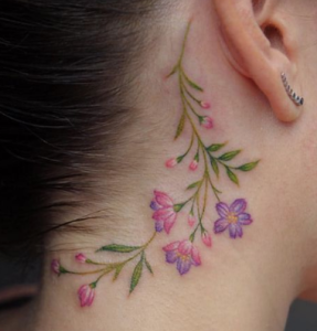 beautiful colored flower on neck