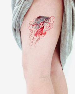 jellyfish tattoo design on leg