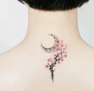 moon on tree tattoo