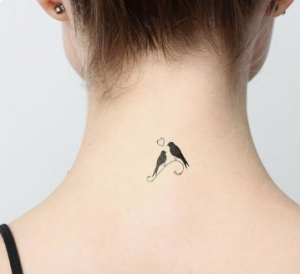 neck back minimalist tattoo