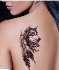 wolf on a female back