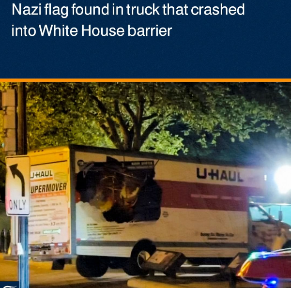 Van with nazi flag in whitehouse
