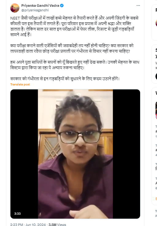The Allahabad High Court discovered that Ayushi’s NEET claim, backed by Priyanka Gandhi, was fake.