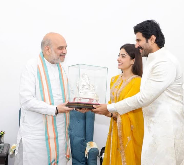 amit shah with vijay deverakonda and rshmika mandanna
