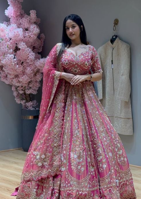 A beautiful girl in a designer Lehnga