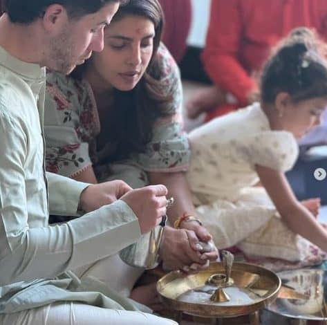 Priyanka Chopra Celebrates Dussehra with Nick Jonas and Daughter Malti Marie