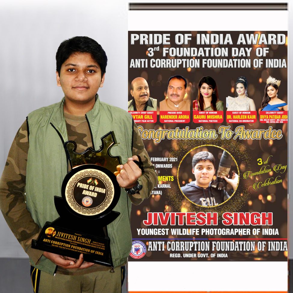 jivitesh singh india youngest wildlife photographer awarded pride of india